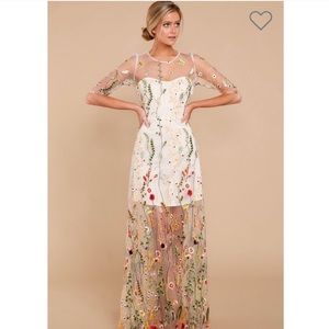 Catwalk Couture Nude Floral Embroidered Dress